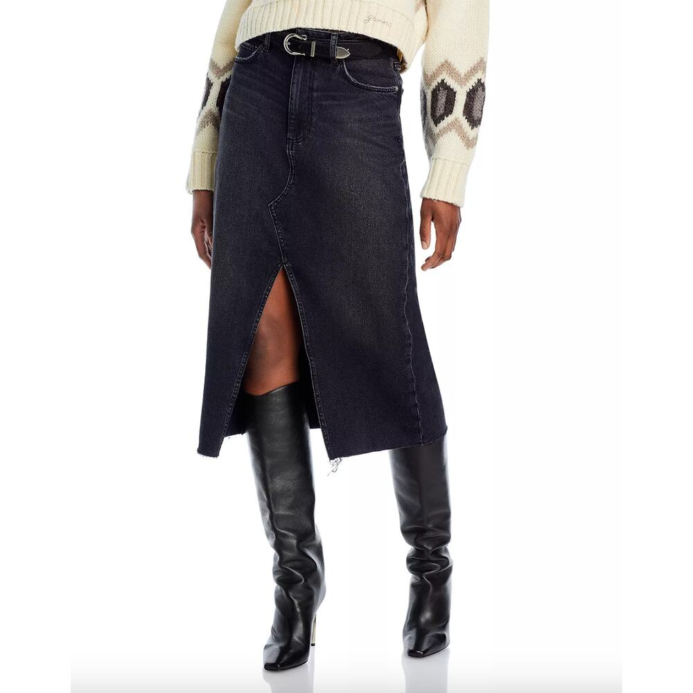 Black Paige Denim Meadow Midi Skirt 27